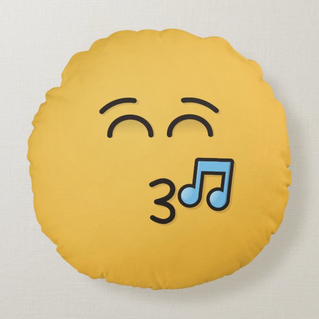 Face sifflante avec yeux souriants Coussin rond (Devant)