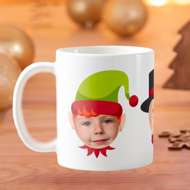 Faces amusantes Elf & Père Noël Mug (Funny Family Christmas Mug)
