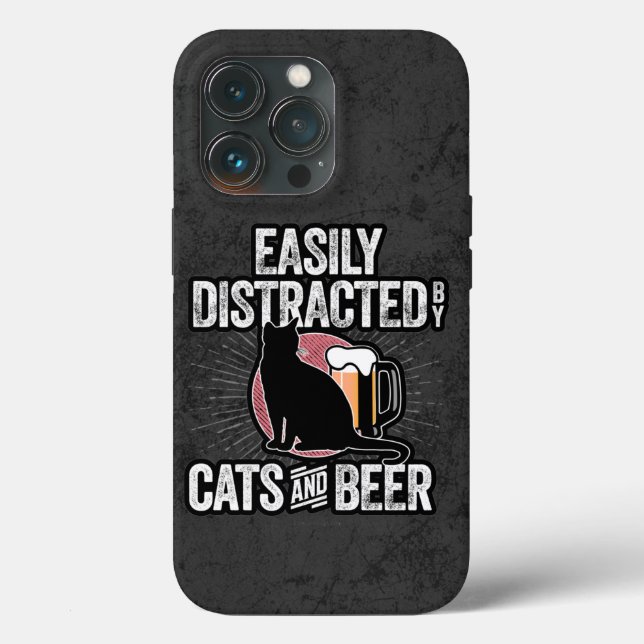 Facile à distraire par les chats et la bière Coque (Verso)