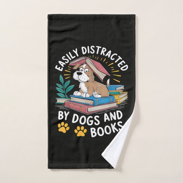 Facilement distrait par les chiens et les livres D (Serviette à main)