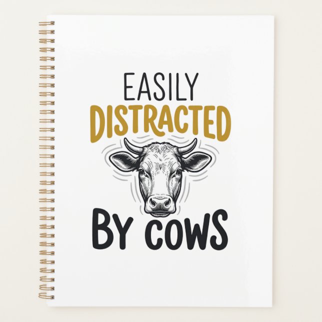 Facilement Distrait Par Les Vaches Drôle De T-Shir (Devant)