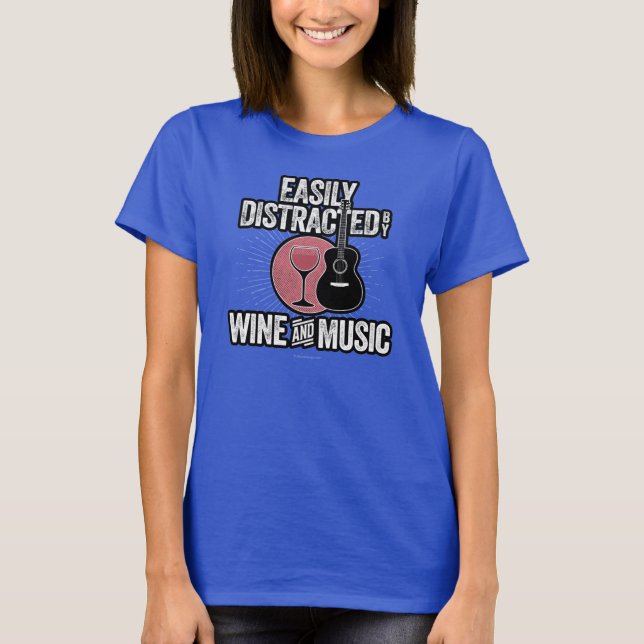 Facilement distrait par T-shirt vin et musique (Devant)