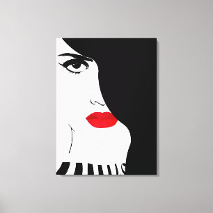 Façonnez l'art, toile rouge blanche noire de femm