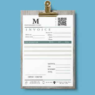 Facture commerciale Reçu de vente Monogramme Code