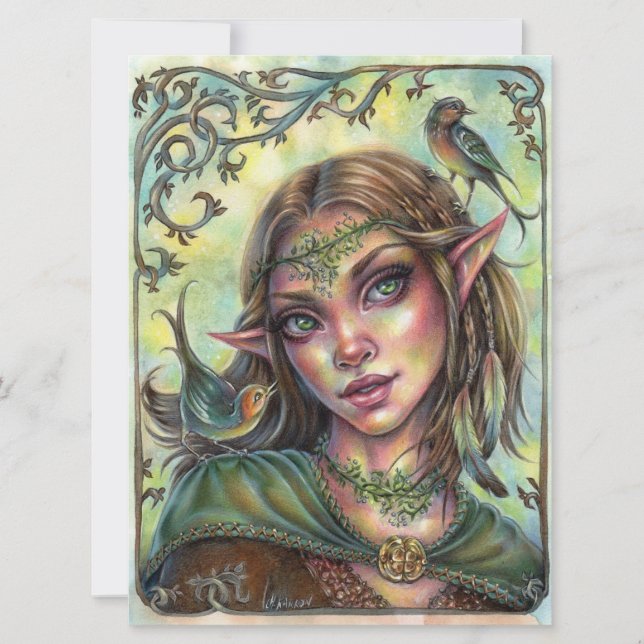 Fae Messengers Art Card Elf Imaginaire Forest Femm (Devant)