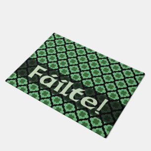 Failte! Bienvenue! Paillasson irlandais vert Trèfl