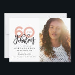 Faire 60 belle invitation d'anniversaire photo<br><div class="desc">Faire 60 look,  soixante et fabuleuse invitation d'anniversaire photo. Texte de script moderne sur la conception de typographie de tendance. Partie d'une collection. Les couleurs peuvent être customisées.</div>