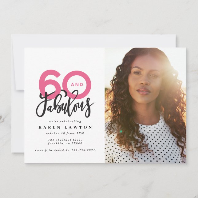 Faire 60 belle invitation d'anniversaire photo (Devant)