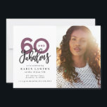 Faire 60 belle invitation d'anniversaire photo<br><div class="desc">Faire 60 look,  soixante et fabuleuse invitation d'anniversaire photo. Texte de script moderne sur la conception de typographie de tendance. Partie d'une collection. Les couleurs peuvent être customisées.</div>