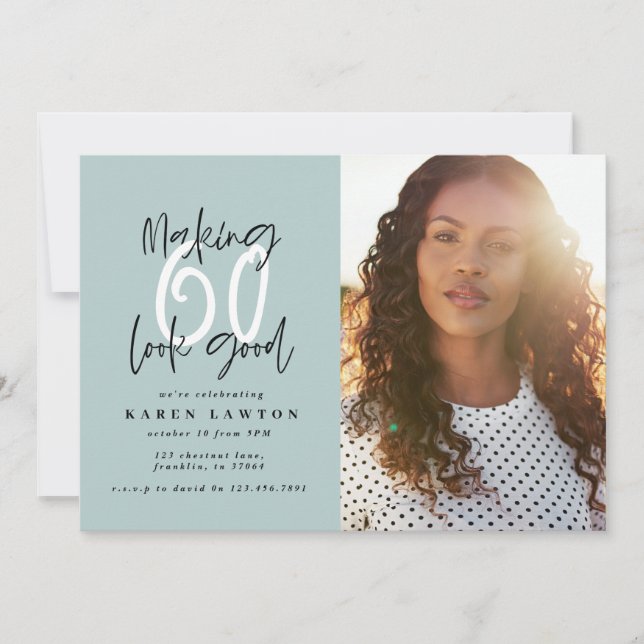 Faire 60 belle invitation d'anniversaire photo (Devant)