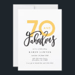 Faire 70 look bon anniversaire moderne<br><div class="desc">En faisant 70 look,  soixante-dix et fabuleuse invitation d'anniversaire de typographie moderne. Texte de script moderne sur la conception de typographie de tendance. Partie d'une collection. Les couleurs peuvent être customisées.</div>