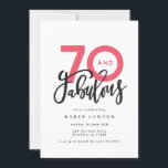 Faire 70 look bon anniversaire moderne<br><div class="desc">En faisant 70 look,  soixante-dix et fabuleuse invitation d'anniversaire de typographie moderne. Texte de script moderne sur la conception de typographie de tendance. Partie d'une collection. Les couleurs peuvent être customisées.</div>