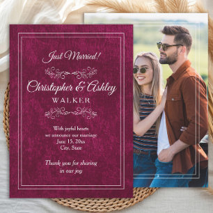 Faire annonce de mariage photo en velours bordeaux