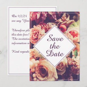 Faire annonce de mariage vintage, motif floral