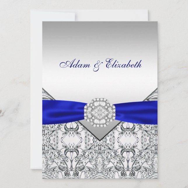 Faire Argent Et Invitations De Mariage Bleu Royal (Devant)