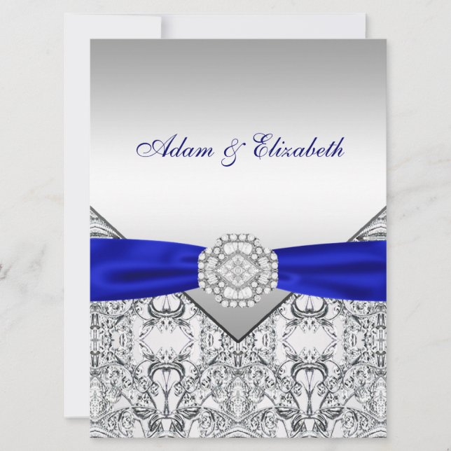 Faire Argent Et Invitations De Mariage Bleu Royal (Devant)