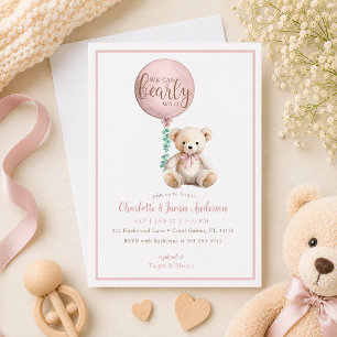 Faire Attendre Ours en Peluche Rose Invitation Bab