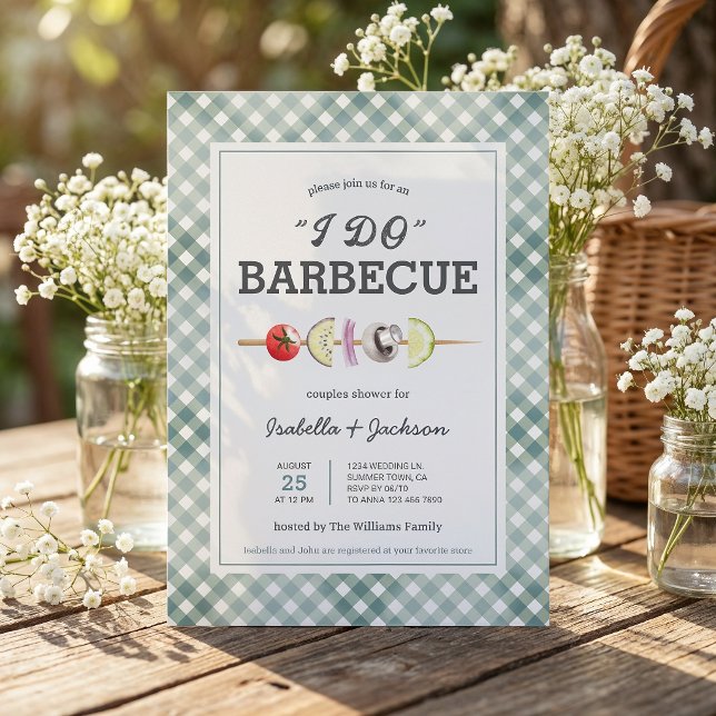 Faire Barbecue BBQ Rustique Invitation de Remise d (The front and back of the invitation shown in a 5x7-inch size. Choose size, paper, and corner style.)