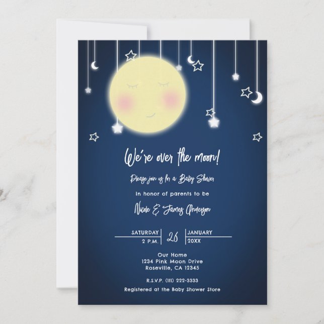 Faire Briller l'Étoile de Lune Céleste Invitation  (Devant)