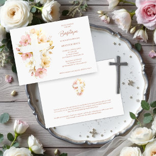 Faire carte de baptême florale en forme de croix a
