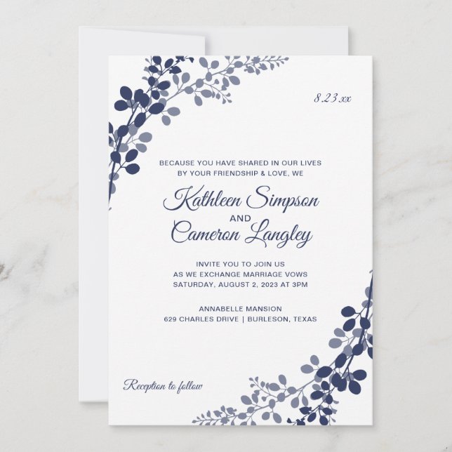 Faire carte de invitation de mariage aux vignes |  (Devant)