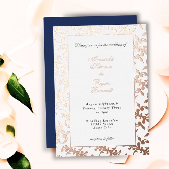Faire carte de mariage au motif rococo en or (Créateur téléchargé)