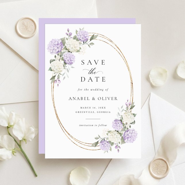 Faire carte de mariage 'Hydrangea Violet Élegant'  (Créateur téléchargé)