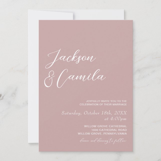 Faire carte de mariage photo rose poussiéreuse  (Devant)