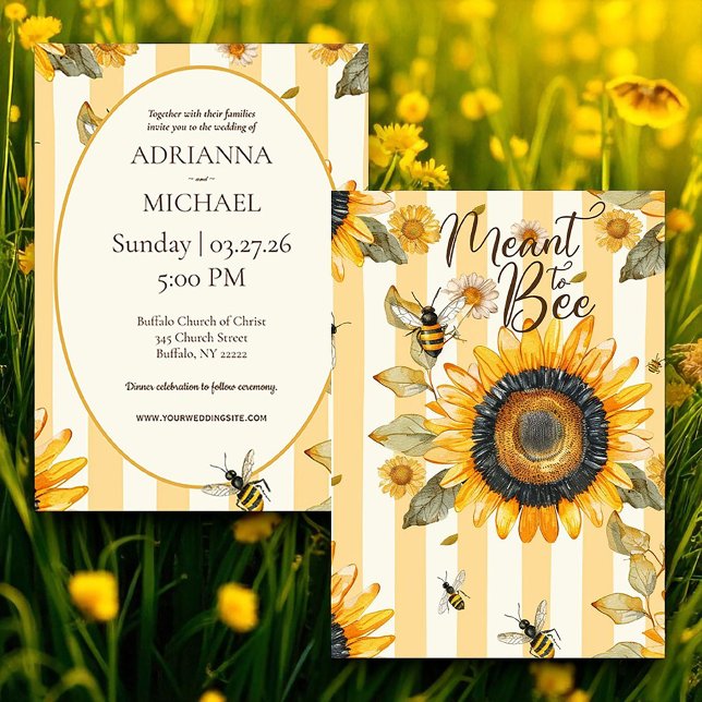 Faire Carte de Mariage Rustique Meant to Bee (Créateur téléchargé)