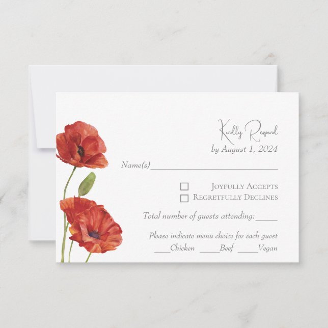 Faire carte de réponse de mariage aux fleurs de pa (Devant)