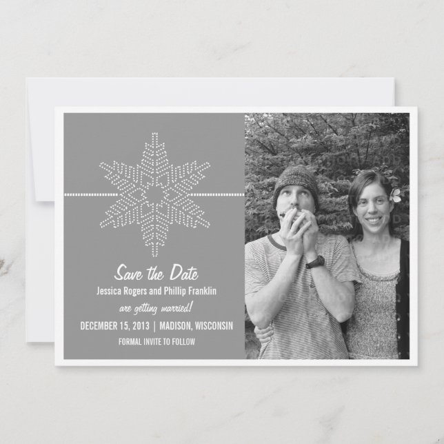 Faire carte de Sauvegarde de date, Fleur de neige, (Devant)