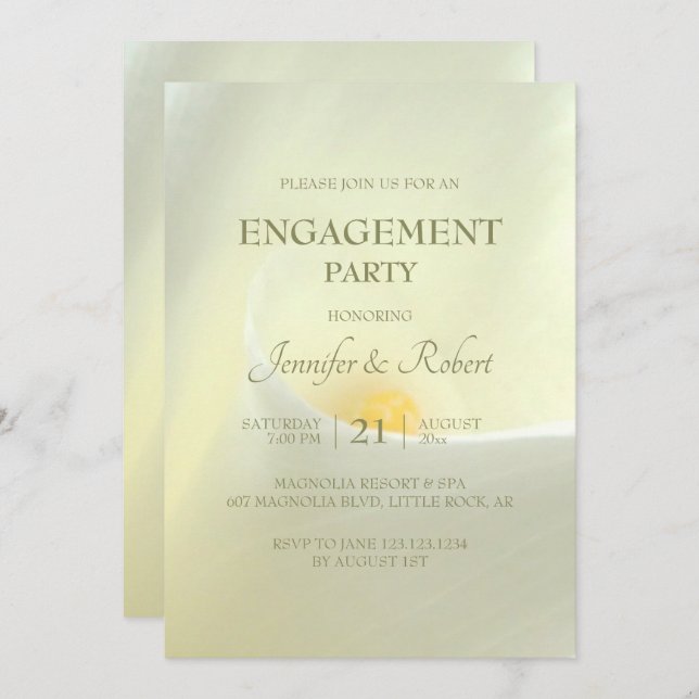 Faire carte d'invitation de fiançailles au lys cal (Devant / Derrière)