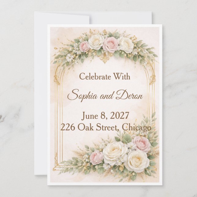Faire carte d'invitation de mariage à arche floral (Devant)