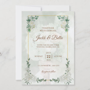 Faire carte d'invitation de mariage à cadre doré a