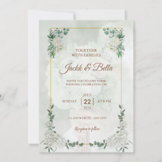 Faire carte d'invitation de mariage à cadre doré a
