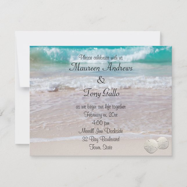 Faire carte d'invitation de mariage à la plage (Devant)
