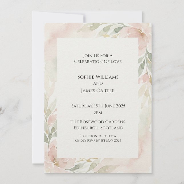 Faire carte d'invitation de mariage à la verdure r (Devant)