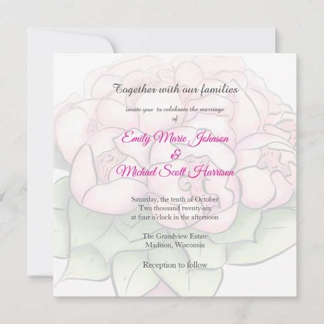 Faire carte d'invitation de mariage à l'aquarelle  (Devant)