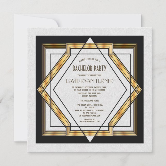 Faire carte d'invitation de mariage Art Déco Gatsb (Devant)