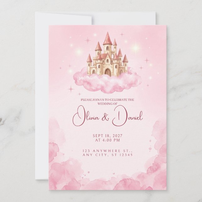 Faire carte d'invitation de mariage avec un châtea (Devant)