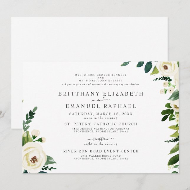 Faire carte d'invitation de mariage blanc avec les (Devant / Derrière)