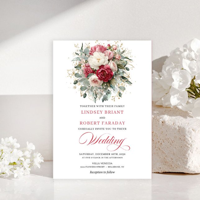 Faire carte d'invitation de mariage Boho Blush Bla (Elegant Boho Blush White Greenery Wedding Invitation)