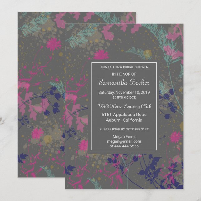 Faire carte d'invitation de mariage botanique (Devant / Derrière)