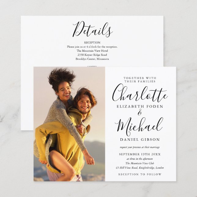 Faire Carte d'Invitation de Mariage Chic Budget To (Devant / Derrière)