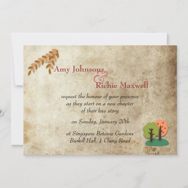 Faire carte d'invitation de mariage de château de  (Devant)