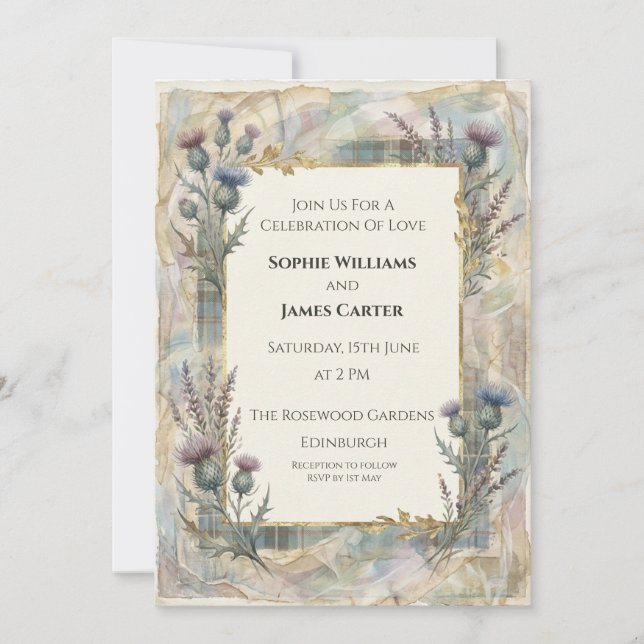 Faire Carte d'Invitation de Mariage Écossaise au C (Devant)