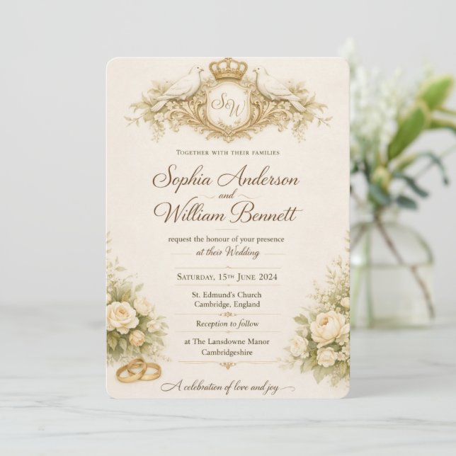 Faire carte d'invitation de mariage Floral orange  (Debout devant)