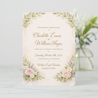 Faire carte d'invitation de mariage Floral orange