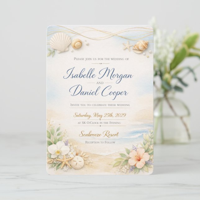 Faire carte d'invitation de mariage Floral orange  (Debout devant)