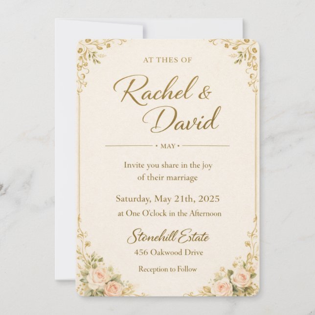 Faire carte d'invitation de mariage Floral orange  (Devant)